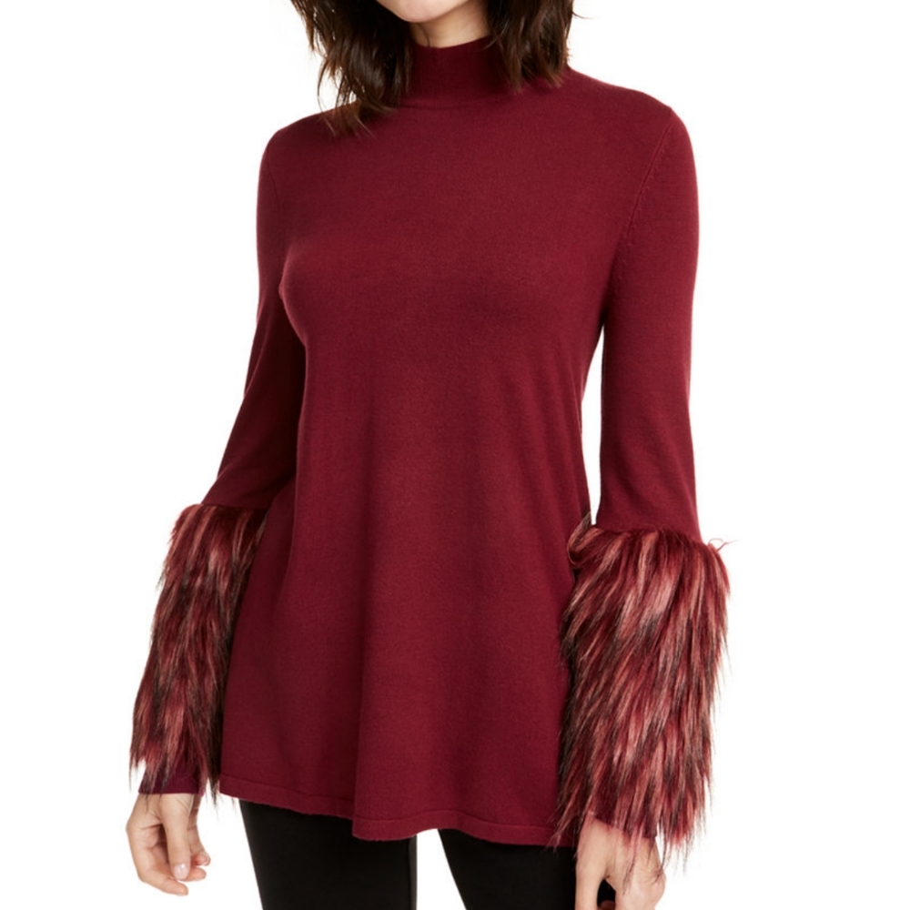 Alfani Faux Fur Mock Neck